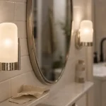 Applique vintage salle de bain avec verre opalin IP44 et lumière 3000K