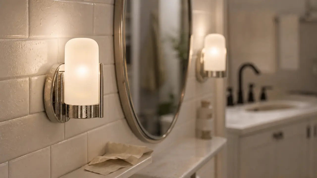 Applique vintage salle de bain avec verre opalin IP44 et lumière 3000K