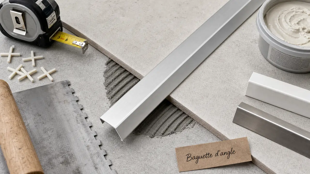 Baguettes angles carrelage en aluminium pour protéger les chants du carrelage