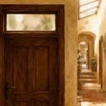 Imposte vitrée au-dessus d’une porte, lumière sans perdre l’intimité
