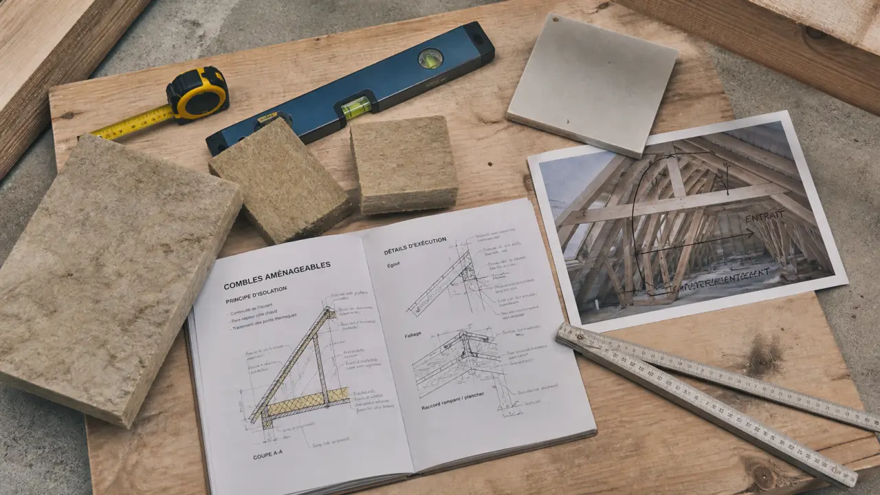 Aménagement comble perdu : hauteur et charpente en W, comble en chantier