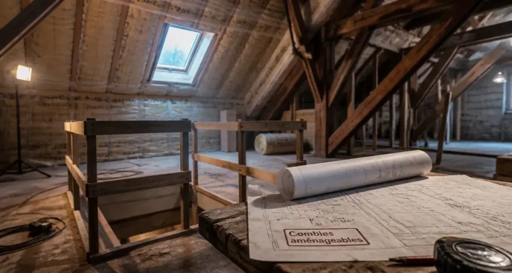 Amenager mes combles : trémie d’escalier et charpente en rénovation