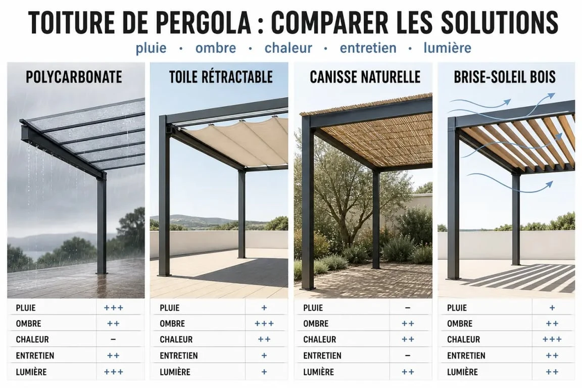 Toiture pergola comparatif des solutions de couverture entre pluie, ombre et chaleur