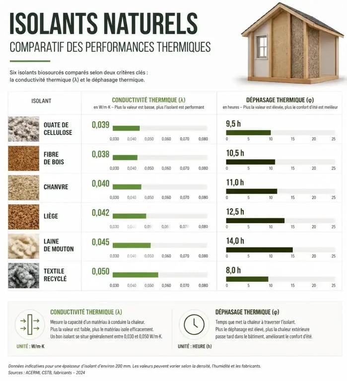 Comparatif des performances techniques des isolants naturels pour une isolation naturelle efficace