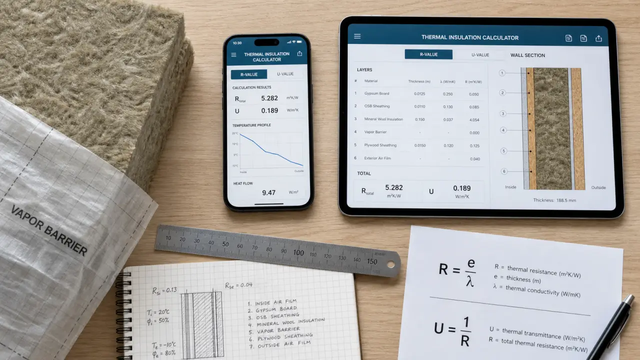 Logiciel calcul isolation thermique : R, U et point de rosée