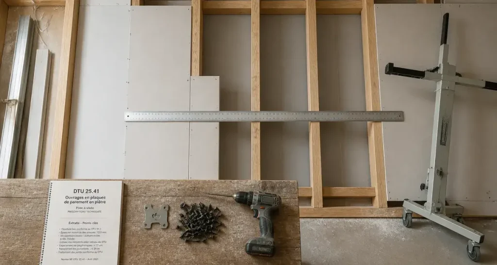 Ossature bois placo : vissage pour limiter les fissures