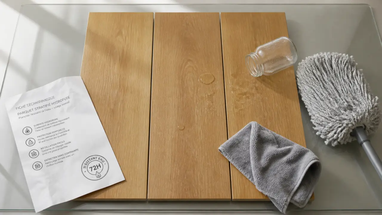 Parquet hydrofuge : résistance 72h à l’eau, zones non uniformes