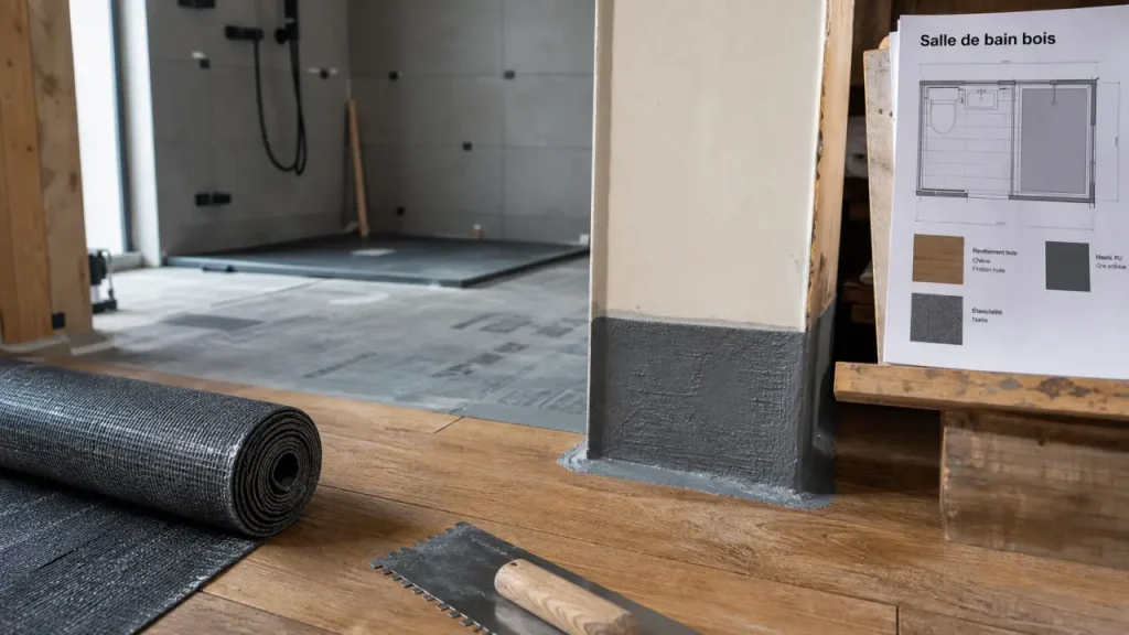 Salle de bain sur plancher en bois : support sécurisé avant revêtement