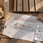 Architecture bois : colombages et ossature en atelier, détail et matériaux