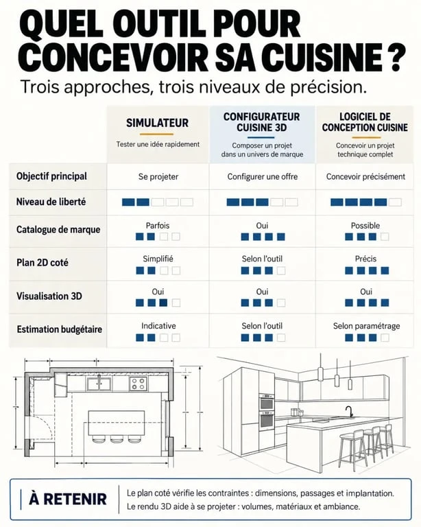 Logiciel de conception cuisine : comparaison entre simulateur, configurateur 3D et outil de planification