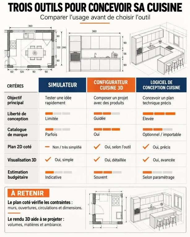 Logiciel de conception cuisine : comparaison entre simulateur, configurateur 3D et outil de planification
