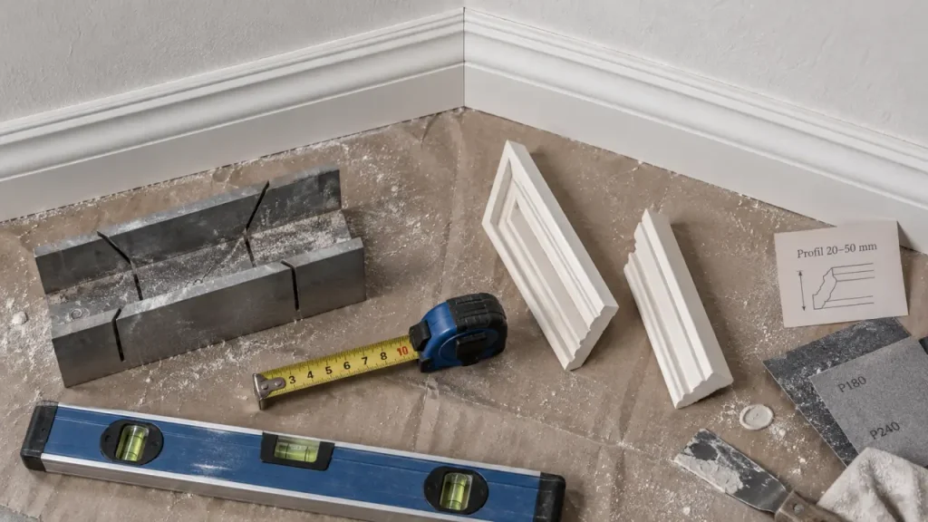 Moulure au plafond pour finir la jonction mur-plafond sans alourdir la pièce