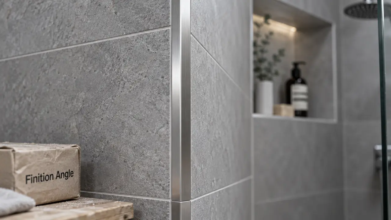 Angle en carrelage : profilé de finition au coin de douche