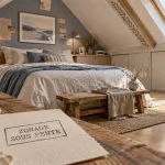 Chambres mansardées : lit et rangements sous pente en chambre mansardée