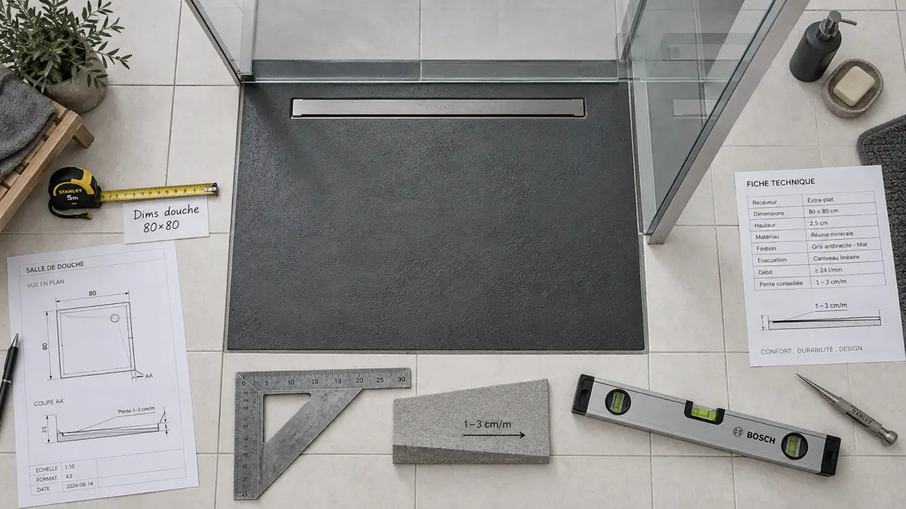 Douche dimensions : receveur 80 cm minimum