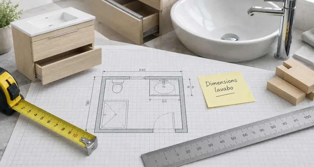 Dimension lavabo : 70 cm devant, 50 cm de profondeur et la bonne hauteur