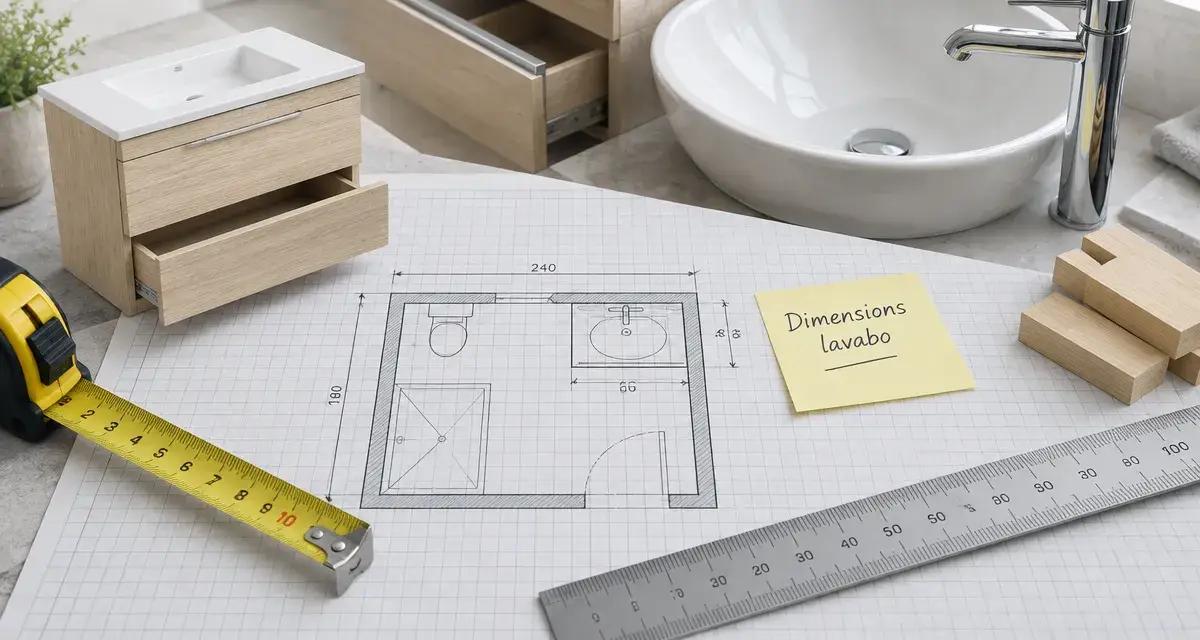 Lavabo dimension : 70 cm devant, 50 cm profondeur