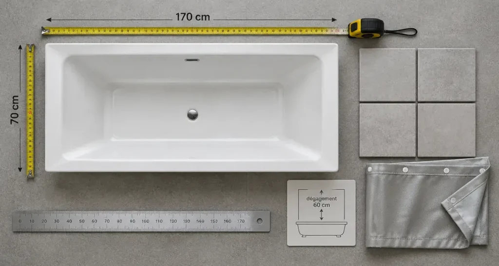 Taille standard des baignoires : baignoire 170 x 70 cm