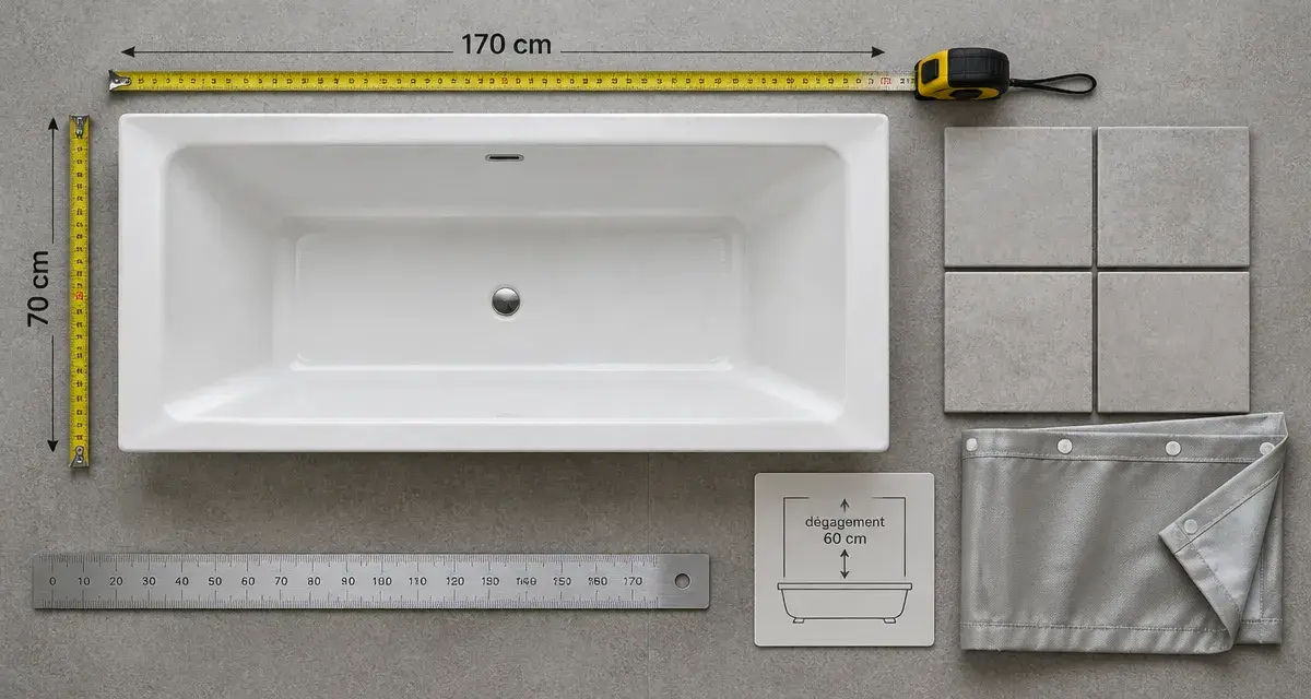 Taille standard des baignoires : baignoire 170 x 70 cm